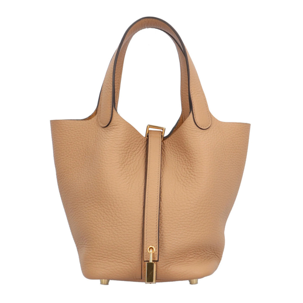 Hermes Picotin Lock PM handbag, Taurillon Clemence leather, beige, women's, p...